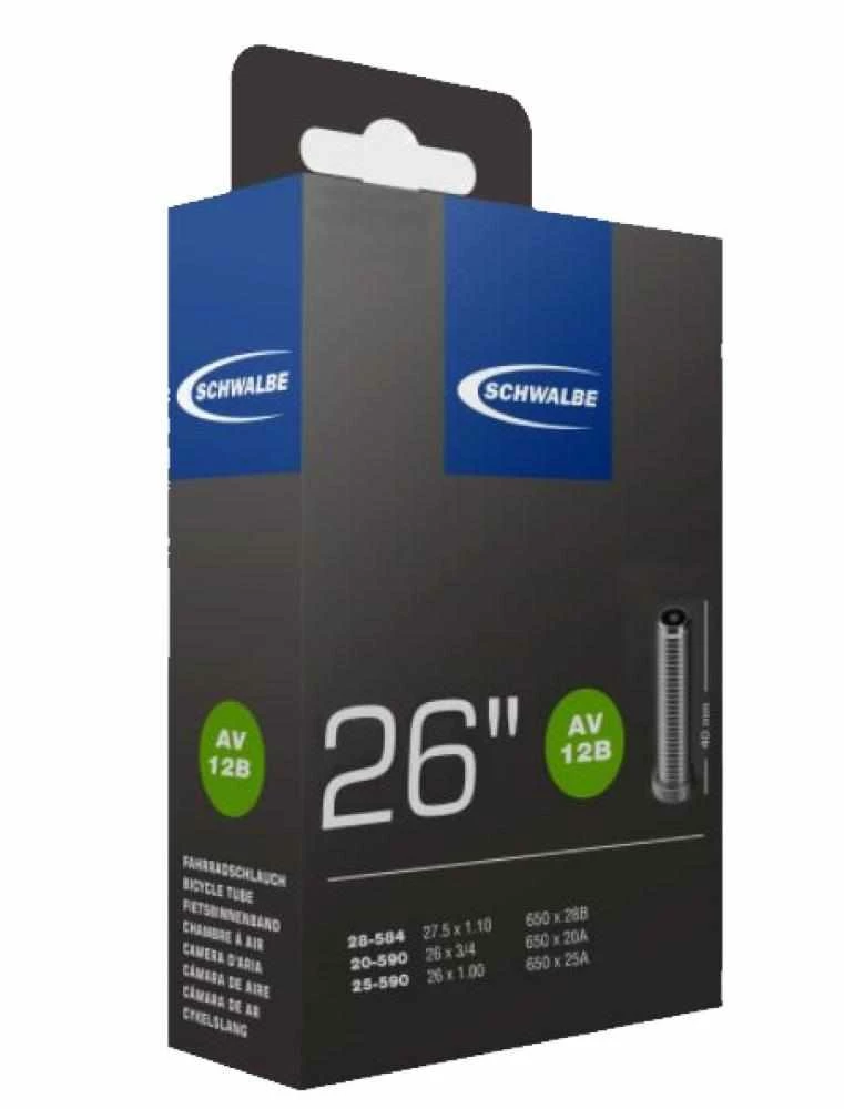 Chambre à Air Schwalbe AV 12B 26x7/8-1.00" 20/28-584/590 AV 40mm 1 Chambre à Air Schwalbe AV 12B 26x7/8-1.00" 20/28-584/590 AV 40mm