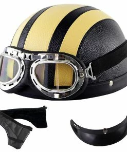 Harley Helmet Casque Harley Moto Demi-visage Casque En Cuir Avec Lunettes Anti-uv 54-60cm