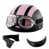 Unbranded Casque Harley Moto Demi-visage Casque En Cuir Avec Lunettes Anti-uv 54-60cm
