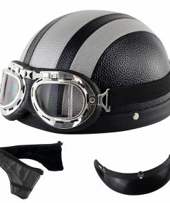 Harley Helmet Casque Harley Moto Demi-visage Casque En Cuir Avec Lunettes Anti-uv 54-60cm