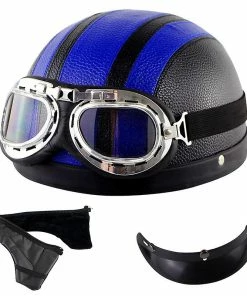 Harley Helmet Casque Harley Moto Demi-visage Casque En Cuir Avec Lunettes Anti-uv 54-60cm