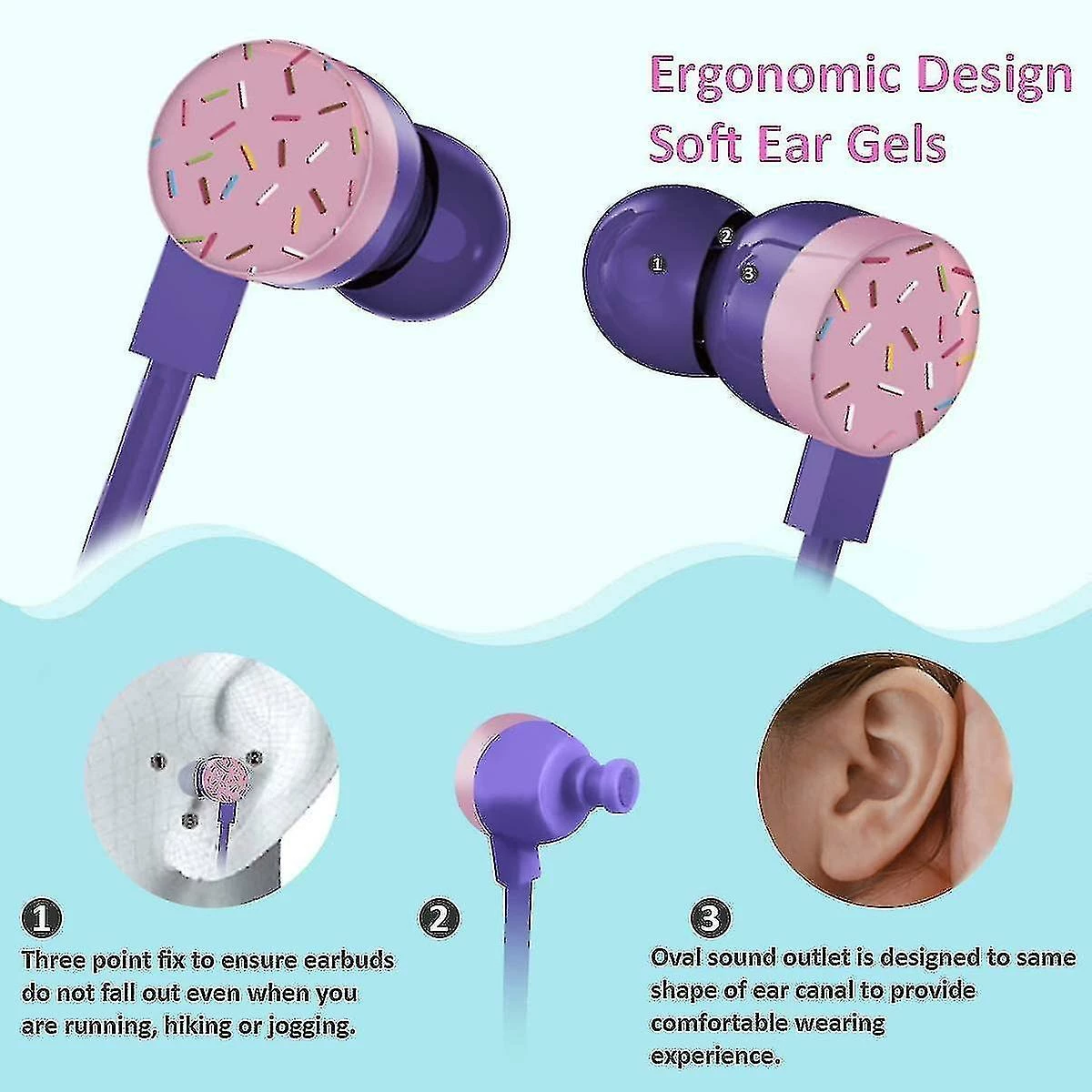 Unbranded Donut Earbuds Pour Les Enfants, Cute Earbud In-ear Casque Cadeau Filaire Pour Les écolières Filles Et Garçons Avec Mi 2 Unbranded Donut Earbuds Pour Les Enfants, Cute Earbud In-ear Casque Cadeau Filaire Pour Les écolières Filles Et Garçons Avec Mi – Image 2