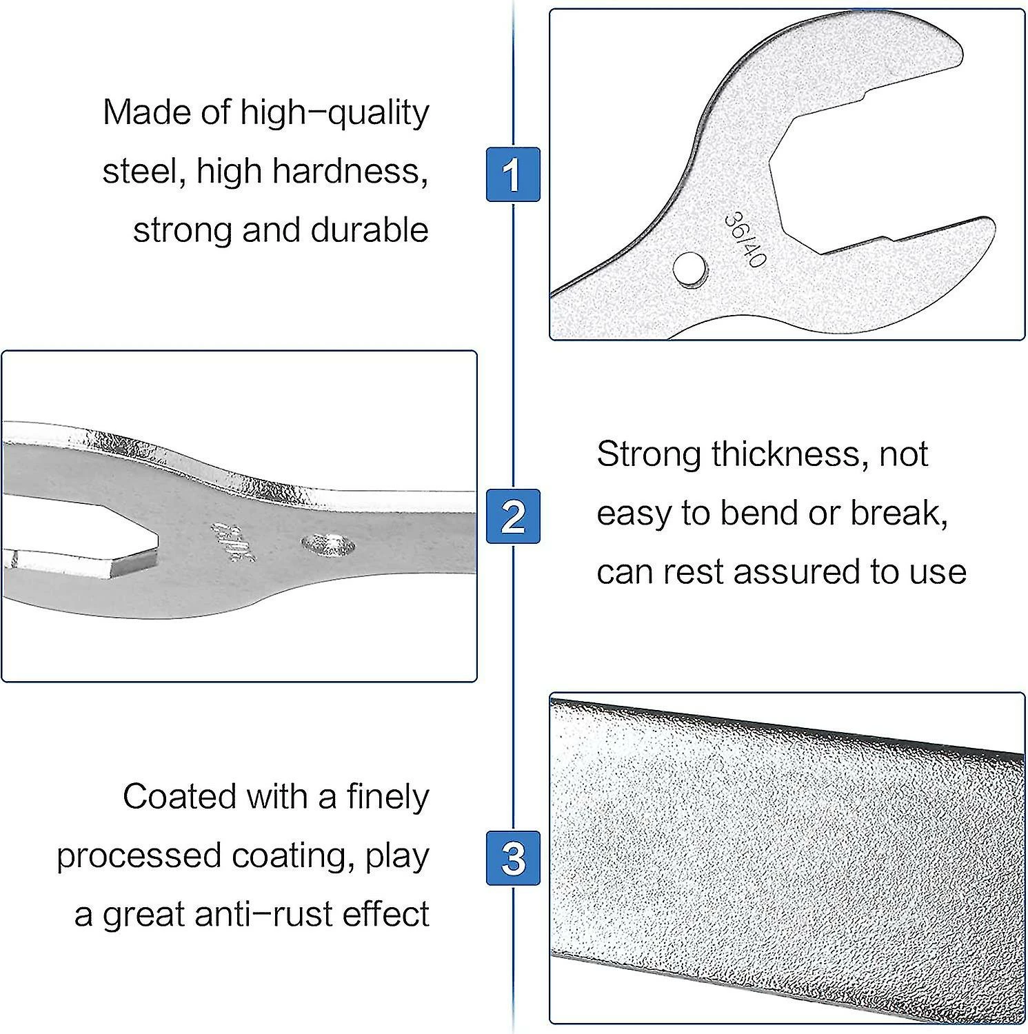 Nufasion Vélo Casque Clé Scooter Vélo Vélo Casque Clé Clé Multi Tête Outil De Réparation 30 32 36 40mm Vélo Scooter Clé Outil, Argent1pcs 3 Nufasion Vélo Casque Clé Scooter Vélo Vélo Casque Clé Clé Multi Tête Outil De Réparation 30 32 36 40mm Vélo Scooter Clé Outil, Argent1pcs – Image 3