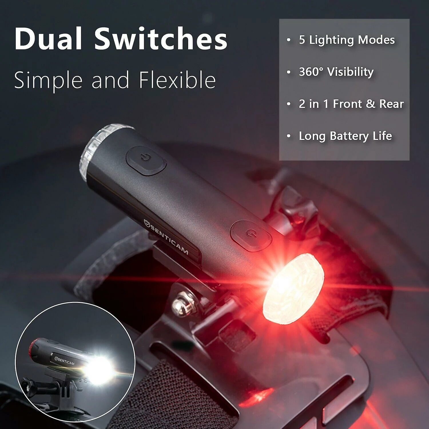 Unbranded Casque De Vélo Light Best Usb Rechargeable Bicyclette Mtb Front Back Light Senticam 2 Unbranded Casque De Vélo Light Best Usb Rechargeable Bicyclette Mtb Front Back Light Senticam – Image 2