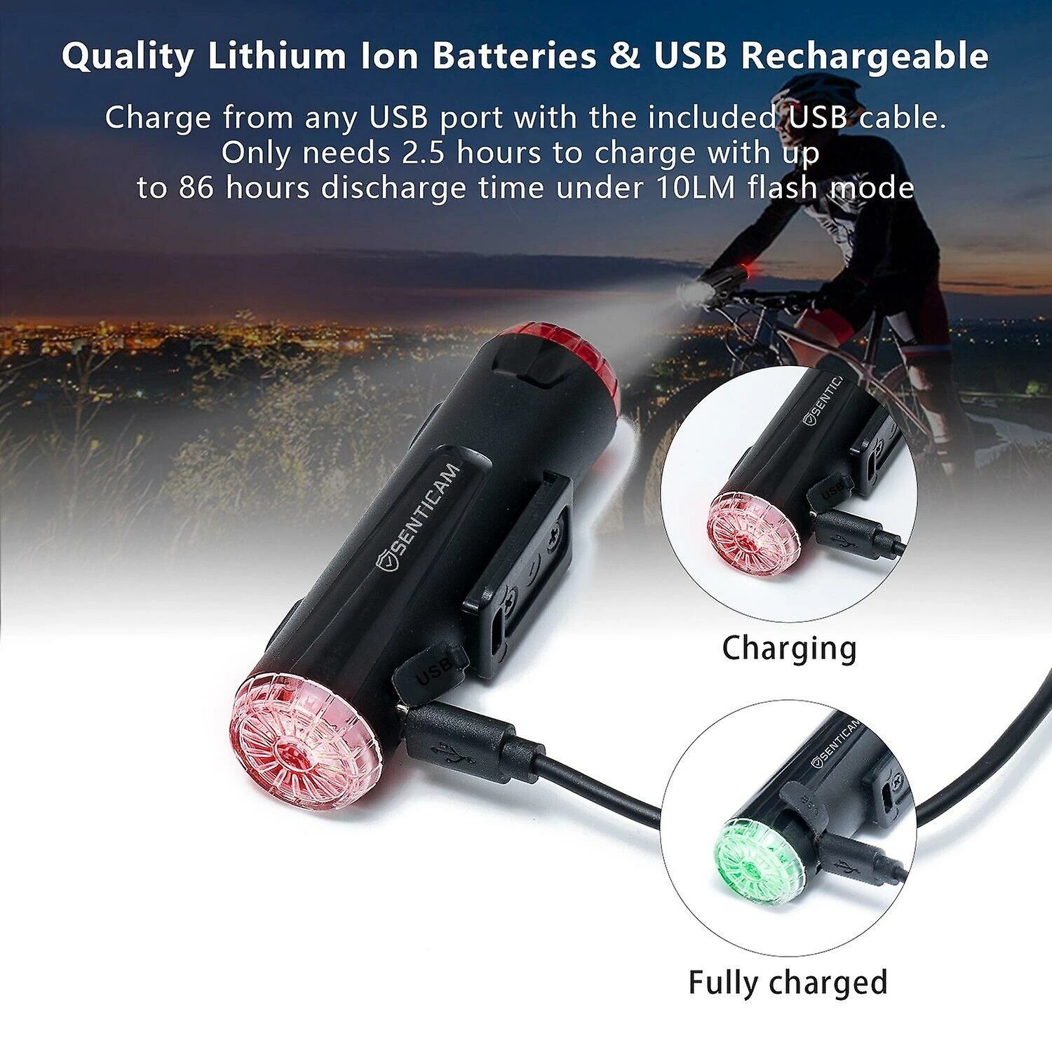 Unbranded Casque De Vélo Light Best Usb Rechargeable Bicyclette Mtb Front Back Light Senticam 4 Unbranded Casque De Vélo Light Best Usb Rechargeable Bicyclette Mtb Front Back Light Senticam – Image 4