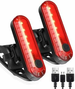 Aowear Led Arrière Vélo Arrière Feu Arrière 2 Pack, Ultra Bright Usb Rechargeable Vélo Feux Arrière, Vélo Étanche Rétro-Éclairage Pour Casque De Cyclisme Avertissement De Sécurité Strobe
