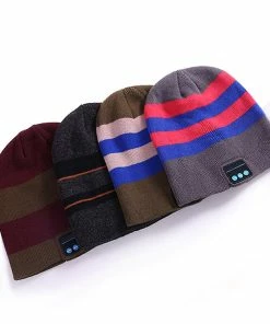 Unbranded Casquette De Casque Compatible Bluetooth Tricotée D’hiver Chaude Et Rayée Assortie Aux Couleurs -Pédales de vélo Soldes Boutique 776473330 max