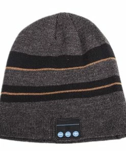 Unbranded Casquette De Casque Compatible Bluetooth Tricotée D’hiver Chaude Et Rayée Assortie Aux Couleurs