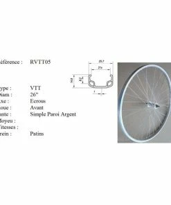 Roue Vélo - Roue Avant Vélo - 26 Pouces - Axe écrous - Simple Paroi - Couleur Argent - Avis / Test